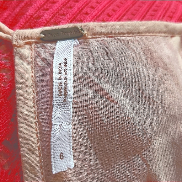 Free People Rocco Coral Lace Fit & Flare Mini Dress Open Back Sleeveless Sz 6 - Picture 13 of 16